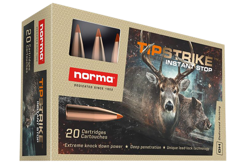 Norma Tipstrike Rifle Ammunition 20174352, 308 Win, Polymer Tip, 170 gr, 2625 fps, 20 Rd/Bx