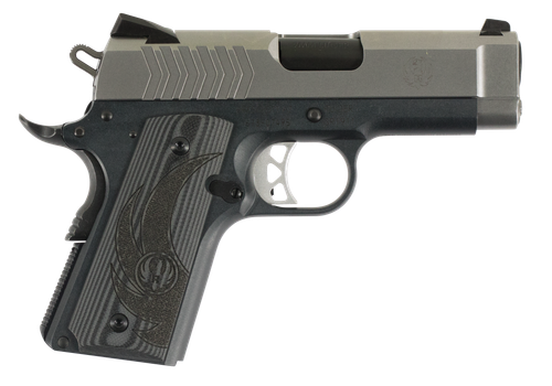 Ruger SR1911 Officer-Style Pistol 6758, 9mm Luger, 3.60in, Deluxe Checkered G10 Grips, Tungsten Gray Cerakote Finish, 7 Rds