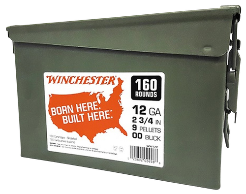 Winchester USA Buckshot WW12C, 12 Gauge, 2-3/4", 9 Pellets, 1325 fps, #00 Buckshot, 160 Rds/can