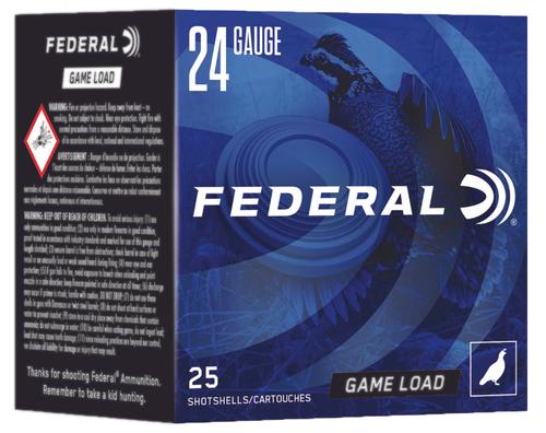 Federal Game-Shok Heavy Field Shotshells N1248, 24 Gauge, 2-1/2", 11/16 oz, 1280 fps, #8 Lead , 25 Rds/box