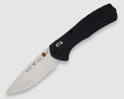 Buck Knives 0791BKS-B, 791 Range Elite, Satin finished drop point Magnacut blade, Black anodized aluminum with tumble polished stainless steel liners