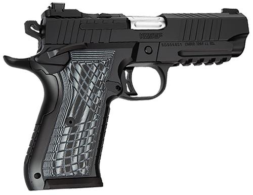 Kimber KDS9C Optic Ready Pistol 3100017, 9mm Luger, 4.60in, nc 3100017 KDS9C  9mm 10+1 4.09" KimPro Black Front and Rear Serrations Stainless Steel Slide Black Gray and Black Crosshatch Cut G-10 Grips