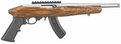 Ruger 22 Charger Pistol 04919, 22 Long Rifle, 10 in, A-2 Style Grips, Stainless Finish, 15 Rd