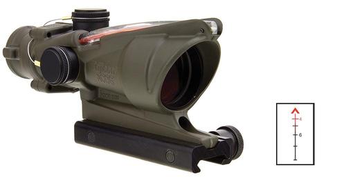 Trijicon ACOG Rifle Scope 100309, 4x, 32mm Obj, OD Green, Dual Illuminated Red Chevron Reticle