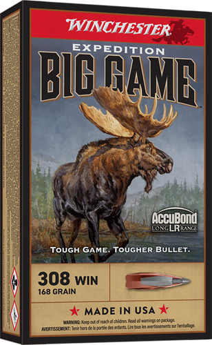 Winchester Expedition Big Game Rifle Ammunition S308LR, 308 Win, Nosler AccuBond Long-Range, 168 gr, 2680 fps, 20 Rd/Bx