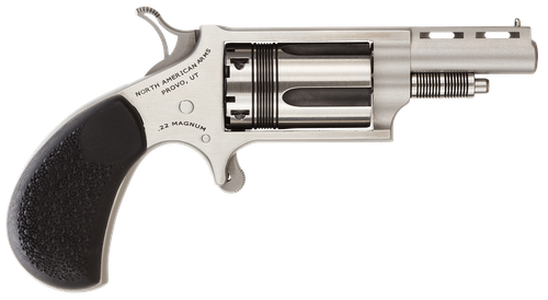 North American Wasp Revolver 22 Mag 22MTW, 22 Magnum (WMR), 1.625", Rubber Grip, Stainless Finish, Fixed Sights, 5 Rd