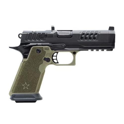 Staccato HD P4.5 2011 Premium Package Green Pistol, 9mm, 4.5", Textured Green Grips, DLC Black Finish, DLC Barrel, Optic Ready, HD Series Magwell, X-Serrations, 18 Rds