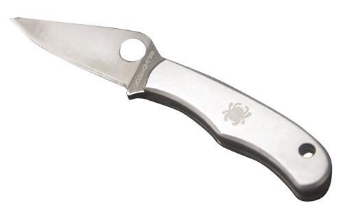 Spyderco Bug Flat Ground Folding Knife w/Plain Edge & Stainless Steel Handle