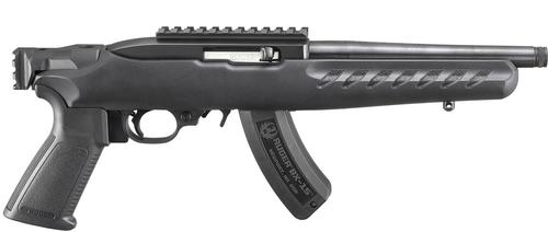 Ruger 22 Charger Pistol 4938, 22 Long Rifle, 10 in, A-2 Style Grips, Synthetic Stock, Black Matte Finish, 15 Rd
