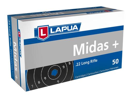 Lapua Midas+ Rimfire Ammunition 420162, 22 LR, Round Nose (RN), 40 gr, 1073 fps, 50 Rds/Bx