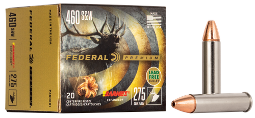 Federal Premium Vital-Shok Handgun Ammunition P460XB1, 460 S&W Mag, Barnes Expander, 275 GR, 1800 fps, 20 Rd/bx