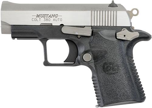 Colt Mustang Lite O6796, 380 ACP, 2.75", Checkered Black Grips, Stainless Steel Finish, 6 Rd