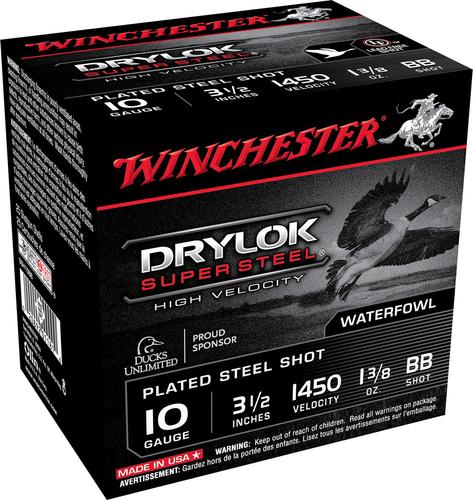 Winchester Ammo Drylok Super Steel High Velocity SSH10BB, 10 Gauge, 3.50", 1 3/8 oz, 1450  fps, BB Shot, 25 Rd/bx