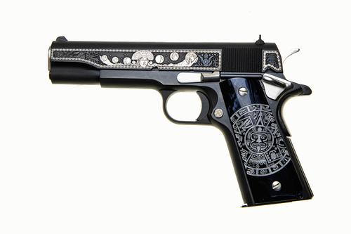 Colt Government Pistol 1911C-38-MQM, 38 Super, 5in, Solar Flare Kirinite Sun Dial Grips, 9 Rds