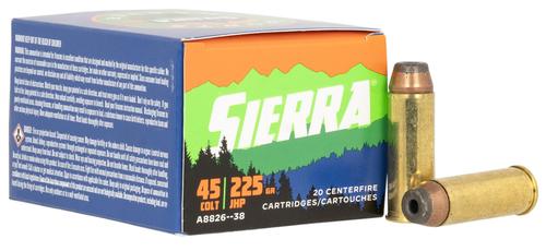 Sierra Outdoor Master Pistol Ammunition A882638, 45 Colt, Jacket Hollow Point Sport Master, 225 gr, 20 Rd/Bx