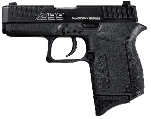 Diamondback DB9 Gen4 Pistol DB0200P001, 9mm Luger, 3.10in, Black Polymer Frame w/Beavertail & Grips, Black Finish, 6 Rds