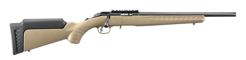 Ruger American Rimfire Rifle 8358, 22 LR, 16", Threaded, FDE Composite Stock, Blued Finish, 10 Rd