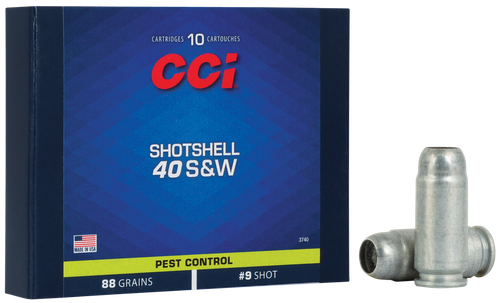 CCI Pest Control ShotShells 3740, 40 S&W, ShotShell, 88 GR, 1250 fps, 10 Rd/bx