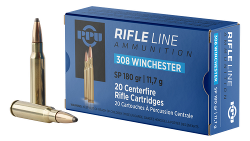 Prvi Partizan Rifle Ammunition PP3083, 308 Win, Soft Point, 180 gr, 2545 fps, 20 Rd/Bx