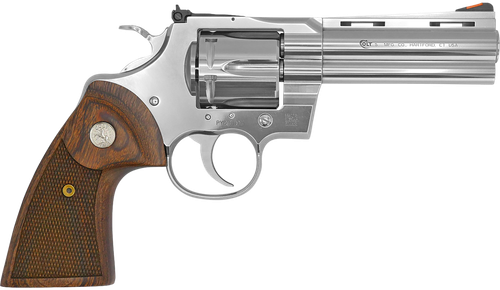 Colt Python Revolver, 357 Magnum, 4.25", Walnut Grips, Stainless Steel Finish, 6 Rds