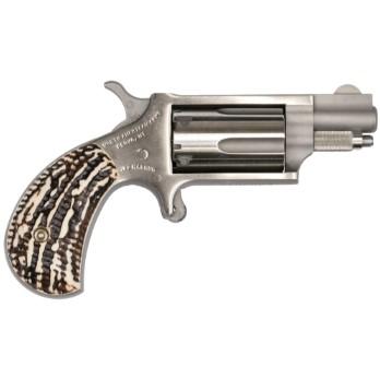 North American Mini-Revolver 22MSGSTG, 22 Magnum (WMR), 1-1/8", Stag Grip, Stainless Finish, 5 Rd