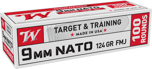 Winchester Target & Training Pistol Ammunition W9NATOVP, 9mm, FMJ, 124 gr, 100 Rd/Bx