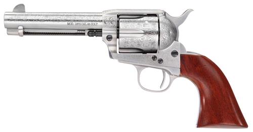 Taylors 1873 Cattleman Revolver 550928, 357 Mag, 4.75", Walnut Grips, Floral Engraving, 6rd