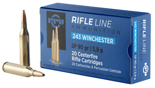 Prvi Partizan Rifle Ammunition PP2431, 243 Winchester,  Soft Point (SP), 90 GR, 3100 fps, 20 Rd/bx