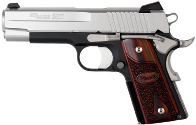 Sig 1911 Pistol 1911CO45TC3, 45 ACP, 4.2 in, Wood Grip, Two-Tone Finish, 3-Dot Fixed Sights, 7 Rd