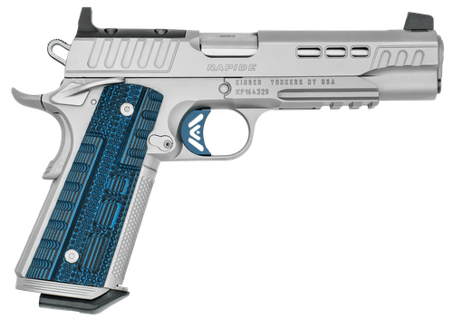 Kimber 3000455 Rapide Ice Pistol - 9mm, 5 in Barrel, Optic Rready, Silver/Gray Finish, Blue G10 Grips, 9 Rds