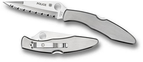 Spyderco Police Clip Point Blade Knife w/Stainless Steel Handle C07P