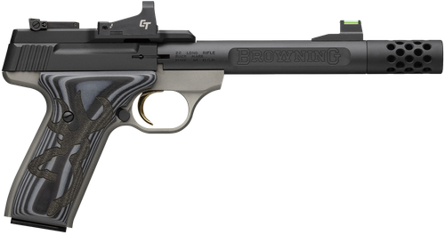 Browning Buck Mark Plus w/Optic Pistol 051599490, 22 LR, 5.10in, Black/Gray G10, Matte Black Finish, 10 Rds