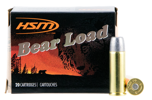 HSM Bear Load Pistol Ammunition 45C7N20, 45 Long Colt, Wide Flat Nose (WFN), 325 gr, 1155 fps, 20 Rd/Bx