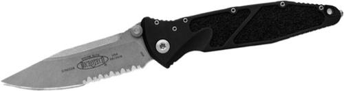 Microtech Socom Elite Folding Knife, Single Edge Partially Serrated Apocalyptic Blade, Black Handle (160-11AP)