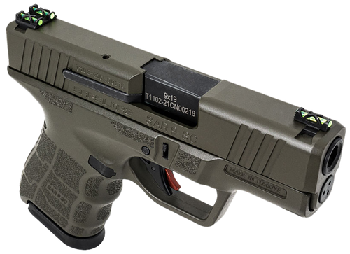 SAR USA SAR9 SC Gen2 Pistol SAR9SCOD, 9mm Luger, 3.30in, Green Interchangeable Backstrap Grips, OD Green Finish, 12 Rds