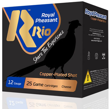 Rio Royal Pheasant Copper Shotshells RPC366, 12 Gauge, 2 3/4", 1 1/4oz, 1250 fps, #6, 25 Rds/Bx