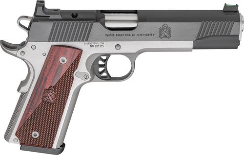 Springfield 1911 Ronin AOS Optic Ready Pistol PX9119LAOS, 9mm Luger, 5in, Crossed Cannons Checkered, Stainless Finish, 9 Rds