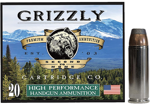 Grizzly Ammunition High Performance Pistol Ammunition GC45C+P10, 45 Colt, Bonded Flat Point, 300  GR, 1225  fps, 20 Rd/bx