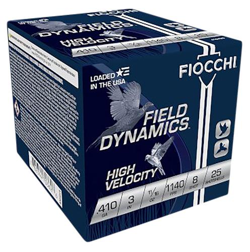 Fiocchi Field Dynamics High Velocity 410HV8, 410 Gauge, 3", 11/16 oz, 1140  fps, 8 Shot, 25 Rd/bx