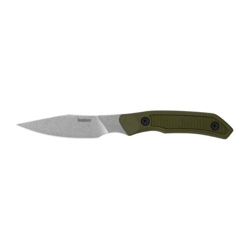 Kershaw Deschutes Caper Fixed Blade Knife, Plain Satin Blade, Green Handle (1882)