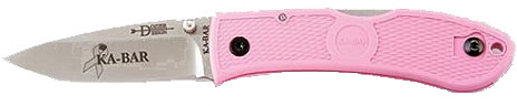 Kabar Dozier Folding Hunter Knife w/Pink Zytel Handle & Plain Edge 4062PK