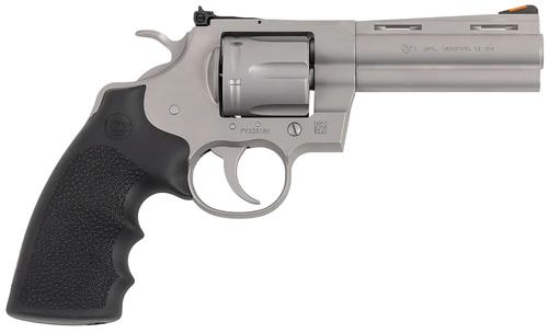 Colt Python Revolver PYTHONSM4RTS, 38 Special, 4.25in, Black Rubber Grips, Stainless Steel Frame Finish, 6 Rds