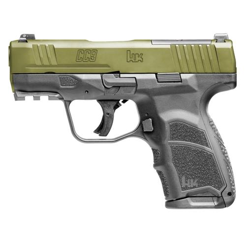 Heckler & Koch CC9 Micro-Compact Pistol, 9mm, 3.32", Bazooka Green, Polymer Grip, Optics Ready, 10/12 Rnds