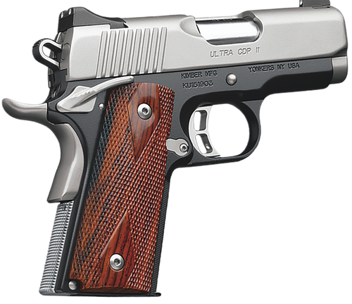 Kimber 3200057 Ultra CDP II Pistol - .45 ACP, 3 in Barrel, Amb. Safety, Aluminum Frame, Satin Stainless Steel Slide, 7 Rd