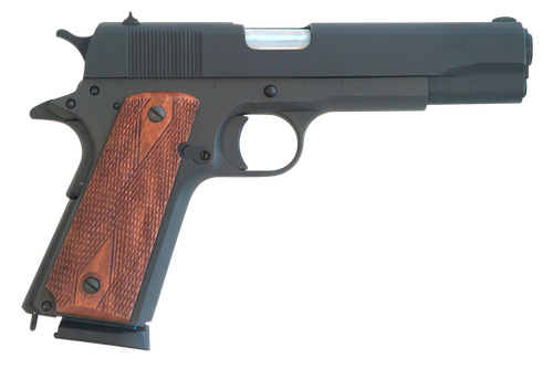 Cimarron 1911 Pistol 1911, 45 ACP, 5.03in, Checkered Walnut Grips, Black Parkerized Finish, 8 Rds
