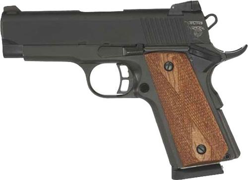 Taylors 1911 Compact SAO Pistol 230008, 45 ACP, 3.63", Walnut Grips, Black Parkerized Finish, 7 Rds
