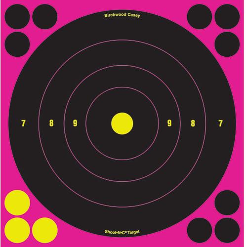Birchwood Casey 34808 Shoot-N-C Pink Reactive Target 8 Inch Bullseye 6 Pack