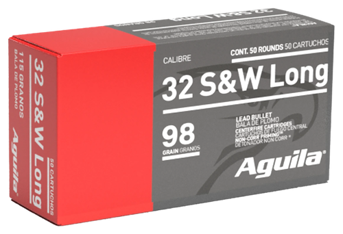 Aguila Pistol Ammunition 1E322340, 32 S&W Long, Lead Round Nose, 98 GR, 705 fps, 50 Rd/Bx