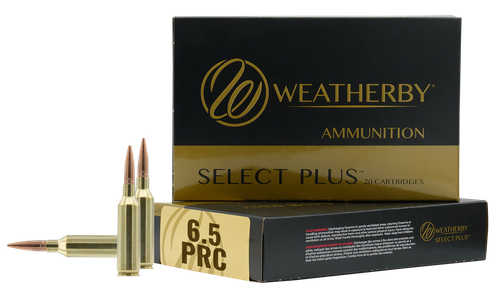 Weatherby Select Plus Rifle Ammunition R65PRC156EH, 6.5 PRC, Berger Elite Hunter, 156 gr, 2850 fps, 20 Rd/Bx