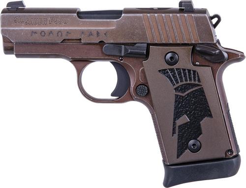 Sig P938 Spartan II Pistol 9389SPARTANIIAMBI, 9mm, 3", Spartan Helmet Grips, Distressed Coyote Finish, 7 Rds